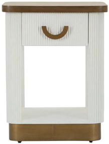 Comodino Tolosa in Legno Bianco e Marrone cm 48x40x62