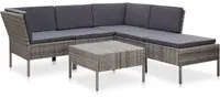 Set Divani da Giardino 6 pz con Cuscini in Polyrattan Grigio cod mxl 37983