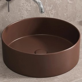 Kamalu - Lavabo tondo colore marrone caffe opaco 35cm | KLT-350M