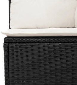 Set divani da giardino 13pz con cuscini nero in polyrattan