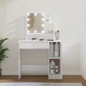 Toeletta con led bianco lucido 86,5x35x136 cm