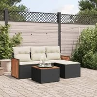 Set Divani da Giardino 5 pz con Cuscini in Polyrattan Nero 3259991