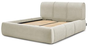 Letto matrimoniale imbottito beige con contenitore con griglia 160x200 cm Vernon - Bobochic Paris