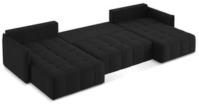 Divano angolare nero allungabile/con contenitore (a U) Moku – Makamii