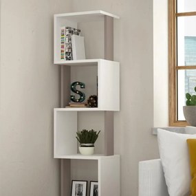 Libreria Moderna 161x35x30 cm Scaffale Modulare 5 Ripiani in MDF Bianco e Tortora...