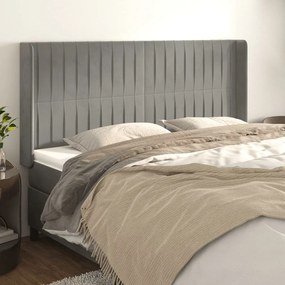 Testiera Ad Orecchio Grigio Chiaro 203x16x118/128 Cm İn Velluto /