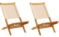 Sedie da Giardino 2pz Beige Legno Massello di Acacia e Tessuto 367693