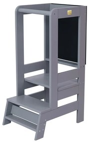 Torre di apprendimento grigia in pino massiccio Montessori – Meowbaby