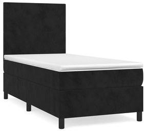 Giroletto a molle con materasso nero 90x190 cm in velluto