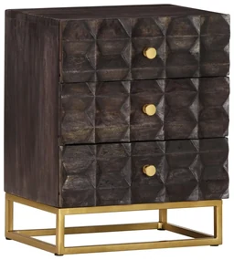 Comodino nero 40x30x50 cm in legno massello di mango