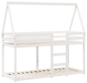 Letto a castello con tetto bianco 75x190 cm legno massello pino