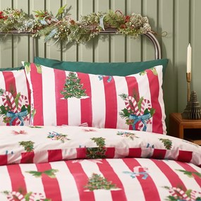 Set copripiumino e federa rosso e bianco per letto matrimoniale 200x200 cm Christmas Stripe – Catherine Lansfield