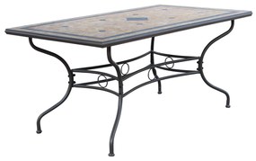 VENTUS - tavolo da giardino rettangolare in ferro con piano in mosaico 160x90