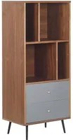 Libreria in Legno Scuro con MDF Grigio 139 x 60 x 40 cm Mobile Contenitore con Cassetti Modern