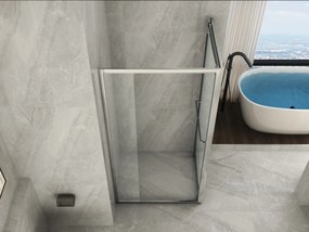 Box Doccia Cristallo 6mm 2 lati 1 fisso e 1 apertura rototraslante battente con fisso trasparente 80x110 cm