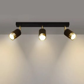 Sollux SL.1071 - Faretto NERO 3xGU10/40W/230V nero/oro