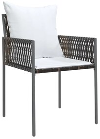 Set pranzo da giardino 5pz con cuscini in polyrattan e acciaio