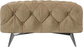 Poggiapiedi marrone chiaro con rivestimento in velluto Chelsea – Ropez