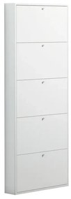 Scarpiera Slim 5 ante L 73 x H 180 x P 15 cm 15 paia, bianco