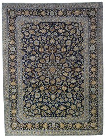 Kashan Tappeto persiano 360 x 280 Blu (Iran) Annodato A Mano