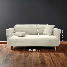 Copridivano color crema con rivestimento elastico per divano a 3 posti Sacha – douceur d'intérieur