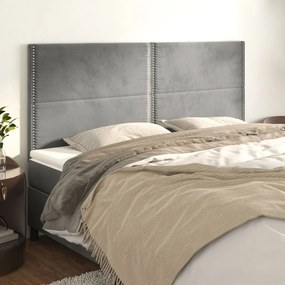 Testiera 4 Pz Grigio Chiaro 90x5x78/88 Cm İn Velluto /