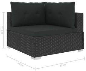 Set Divani da Giardino 10 pz con Cuscini in Polyrattan Nero