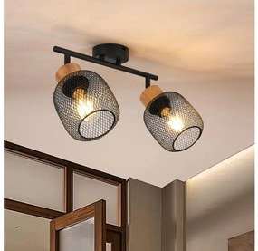 Brilagi - Faretto BASKLITE 2xE27/15W/230V in legno di caucciù/nero