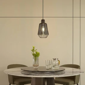 Lampada a sospensione a gabbia Lucande Tinko, nero, 20 cm