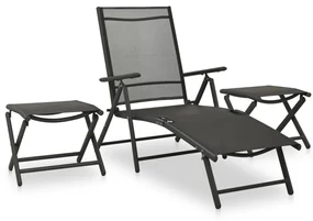 Set da pranzo da giardino 10 pz nero e antracite