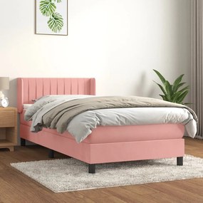 Giroletto A Molle Con Materasso Rosa 90x190 Cm İn Velluto /