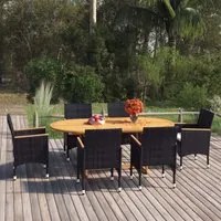 Set Mobili da Pranzo per Giardino 7 pz in Polyrattan Nero cod mxl 46814