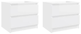 Comodini 2 pz bianco lucido 50x39x43,5 cm in truciolato