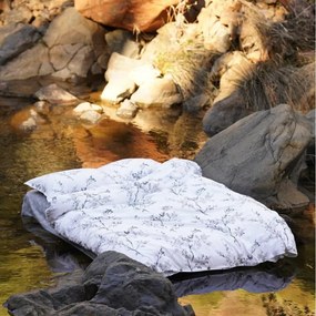 Set copripiumino e federa bianco/grigio in cotone renforcé per letto singolo 140x200 cm White Floral – Mila Home Luxury