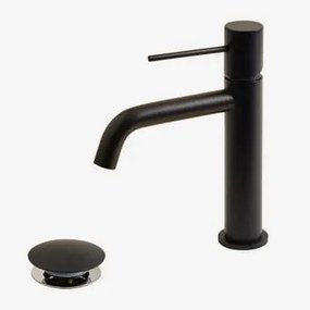 Set Rubinetto Lavabo E Valvola Di Scarico In Ottone Per Lavello Tipo Click-clack Senza Troppopieno Orveta Nero & ↑20 Cm - Sklum