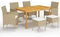 Set Mobili da Pranzo per Giardino 7 pz Beige cod mxl 69293