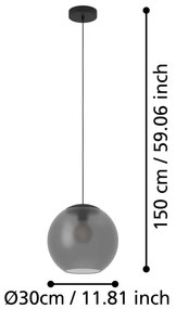 Eglo 390212 - Lampadario a sospensione con filo ARANGONA 1xE27/40W/230V fumé