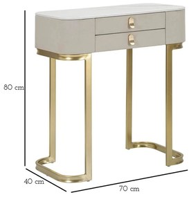 Tavolo consolle beige/dorato con piano effetto marmo 40x70 cm Beauty – Mauro Ferretti