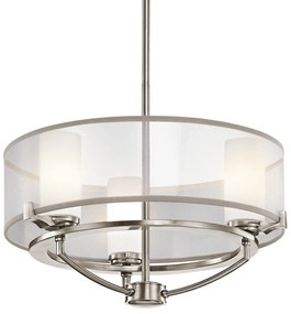 Lampadario Contemporaneo Saldana Metallo Peltro Classico Tessuto 3 Luci G9 3 Led