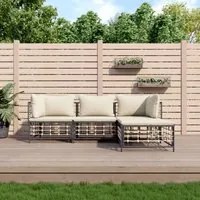 Set Divani da Giardino 4 pz con Cuscini Antracite in Polyrattan 3186738