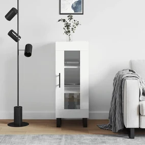 Credenza Bianco Lucido 34,5x34x90 Cm İn Legno Multistrato /