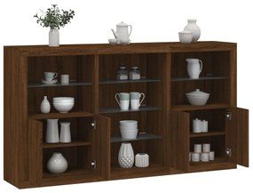 Credenza con luci led rovere marrone 181,5x37x100 cm