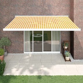 Tenda Retrattile Gialla E Bianca 4,5x3 M İn Tessuto E Alluminio /