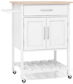 Costway Carrello da cucina mobile con cassettovassoio inferiore porta asciugamani, Isola da cucina a 2 ante 3 Colori