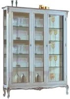 Vetrina 2 porte classica legno shabby bianco argento 164x51x215