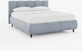 ARKAM letto imbottito con vano contenitore e testiera a lavorazione verticale - design shabby chic in tessuto certificato Oeko-Tex®