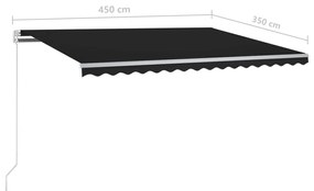 Tenda da Sole Retrattile Automatica e Pali 4,5x3,5 m Antracite