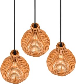 Reality - Lampadario a sospensione SPROUT 3xE14/40W/230V marrone/rattan