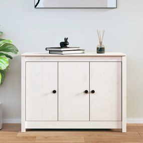 Credenza Bianca 100x35x74 Cm İn Legno Massello Di Pino /