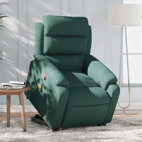 Poltrona Alzapersona Reclinabile Verde Scuro İn Velluto /